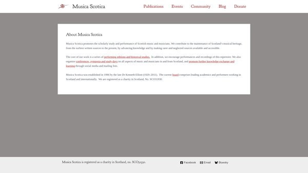 Screenshot of the Musica Scotica website