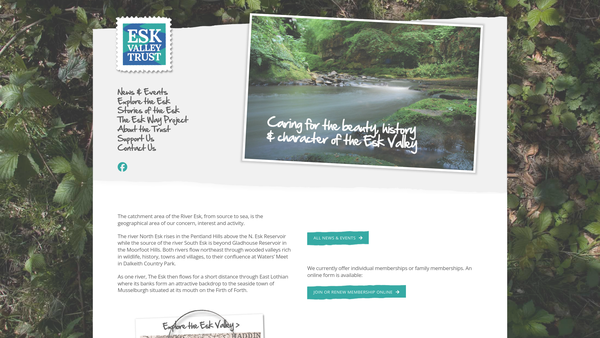 Screenshot of the Esk Valley Trust SCIO website