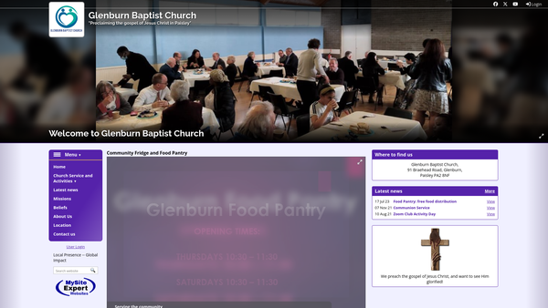 Screenshot of the Glenburn Independent Baptist Church website