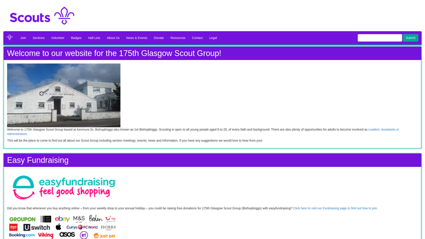 Screenshot of the 175th Glasgow Scout Group (1st Bishopbriggs) website