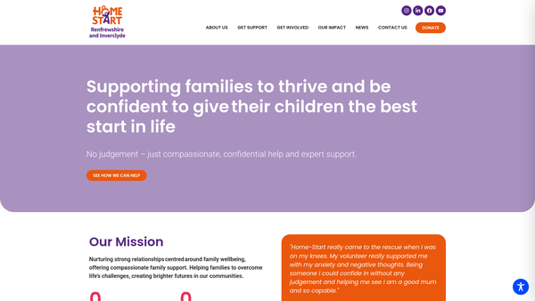 Screenshot of the Home-Start Renfrewshire and Inverclyde website