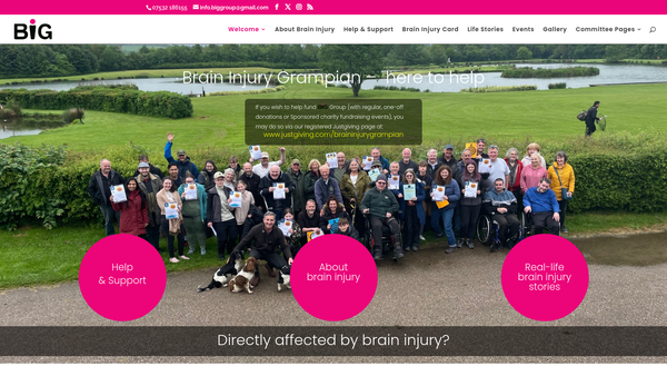 Screenshot of the Brain Injury Grampian (Big Group) website