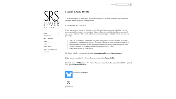 Screenshot of the Scottish Record Society website