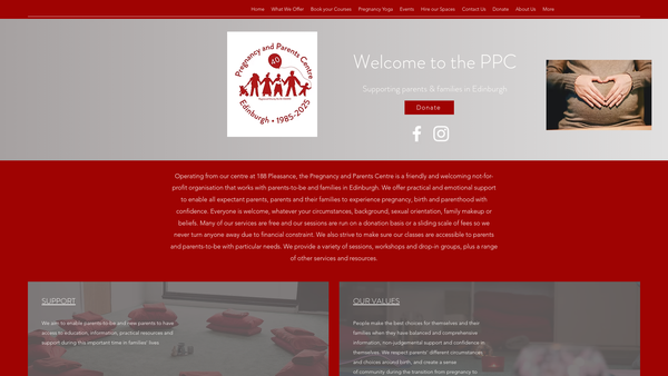 Screenshot of the Pregnancy And Parents Centre website