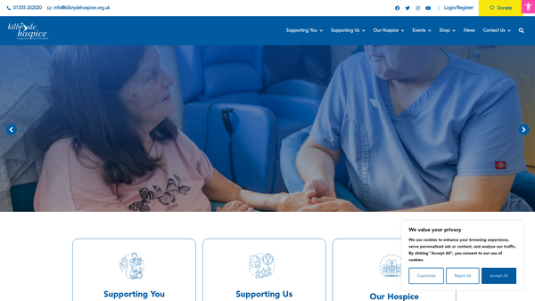 Screenshot of the The Kilbryde Hospice website