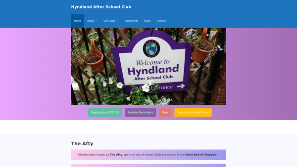 Screenshot of the Hyndland After School Club website
