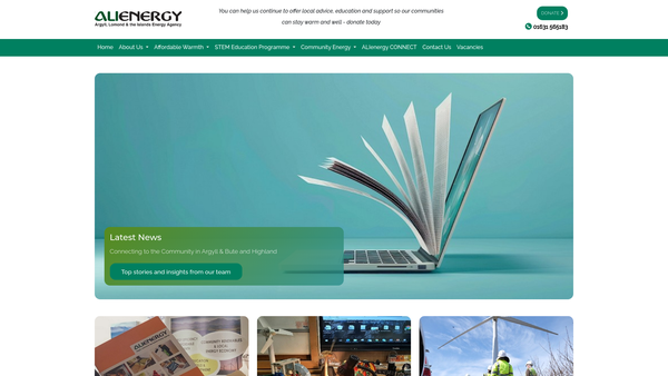 Screenshot of the Argyll Lomond And The Islands Energy Agency website