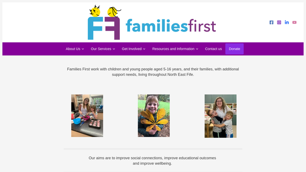 Screenshot of the Families First - St Andrews website