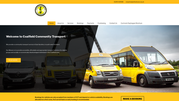 Screenshot of the Coalfield Community Transport SCIO website