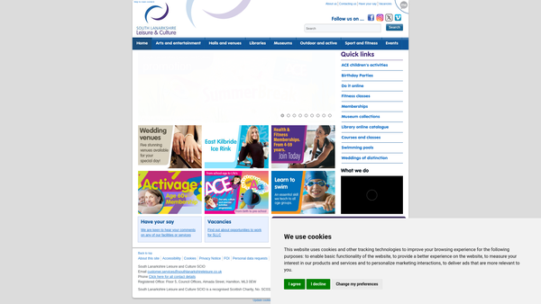 Screenshot of the South Lanarkshire Leisure and Culture website