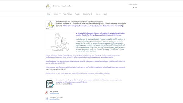 Screenshot of the Disabled Persons Housing Service (Fife) Limited website