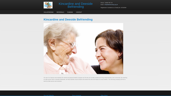 Screenshot of the Kincardine And Deeside Befriending website