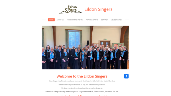 Screenshot of the Eildon Singers website