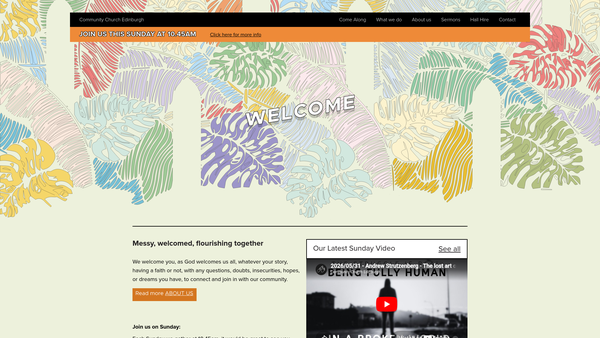 Screenshot of the Community Church Edinburgh website
