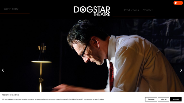 Screenshot of the Dogstar Theatre Company website