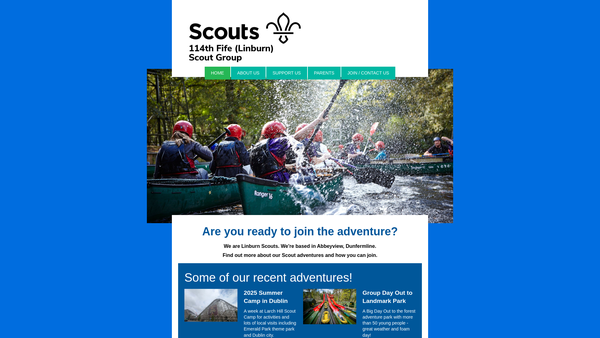 Screenshot of the 114th Fife (Linburn) Scout Group website