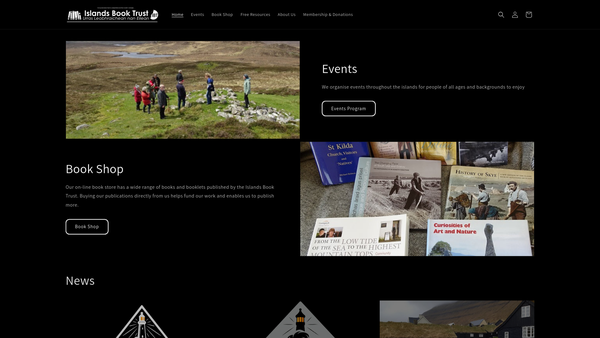 Screenshot of the Urras Leabhraichean Nan Eilean - The Islands Book Trust website