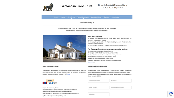 Screenshot of the Kilmacolm Civic Trust website