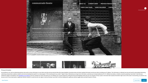 Screenshot of the Communicado Productions Limited website