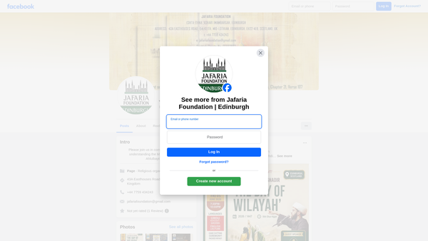 Screenshot of the Jafaria Foundation (Edinburgh) website