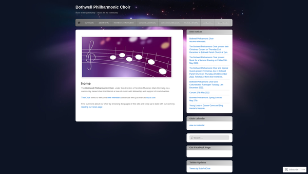 Screenshot of the Bothwell Philharmonic Choir website