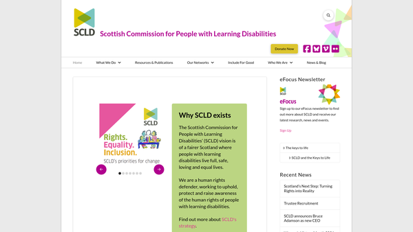 Screenshot of the Scottish Commission For Learning Disability website