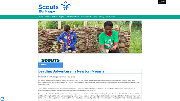 Screenshot of the 35th Glasgow (Crookfur) Scout Group website