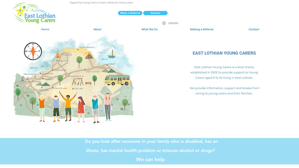 Screenshot of the East Lothian Young Carers Limited website