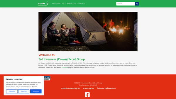 Screenshot of the 3rd Inverness (Crown) Scout Group website