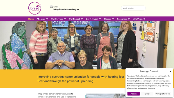 Screenshot of the Lipread Scotland website