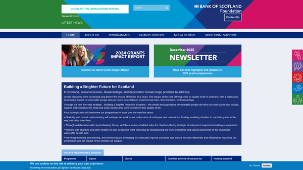 Screenshot of the Bank of Scotland Foundation website
