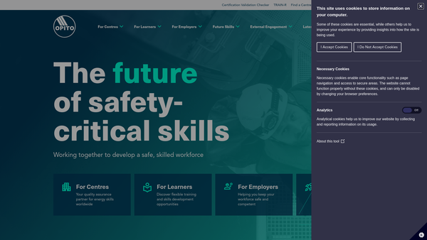 Screenshot of the Offshore Training Foundation website