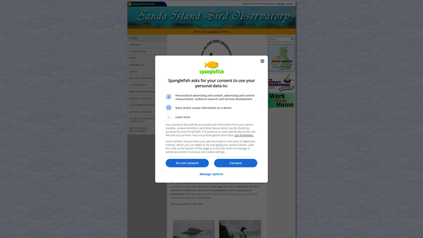 Screenshot of the Sanda Island Bird Observatory And Field Station Trust website