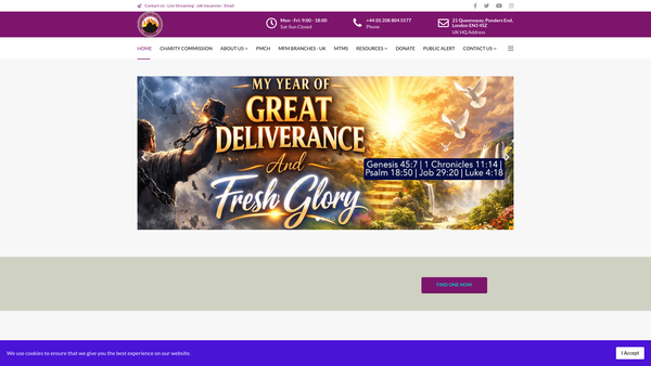 Screenshot of the Mountain Of Fire And Miracles Ministries International Scotland website