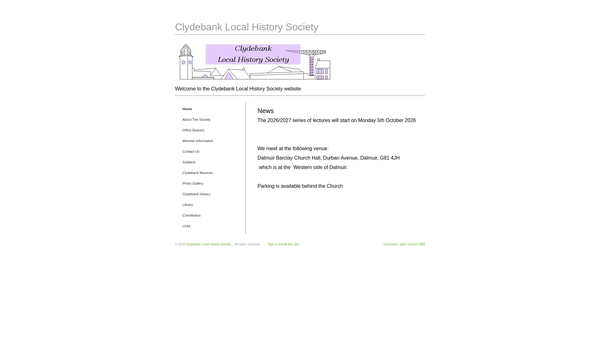 Screenshot of the Clydebank Local History Society website