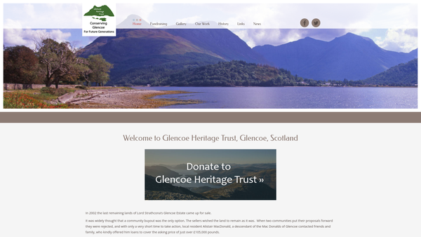 Screenshot of the Glencoe Heritage Trust website