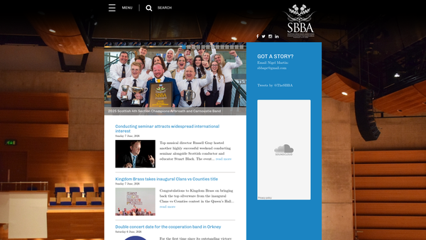 Screenshot of the The Scottish Brass Band Association website