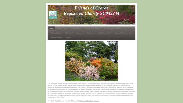 Screenshot of the Friends Of Crarae website