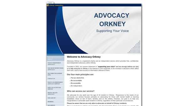 Screenshot of the Advocacy Orkney website