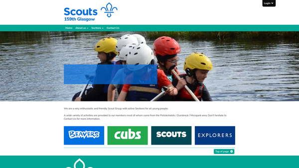 Screenshot of the 159th Glasgow Scout Group website