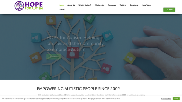 Screenshot of the HOPE for Autism website