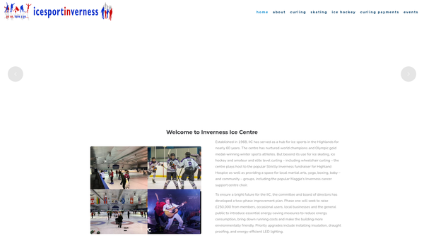Screenshot of the Inverness Ice Centre Limited website