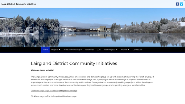 Screenshot of the Lairg & District Community Initiatives website