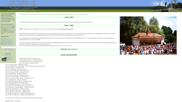 Screenshot of the Friends Of Kelvingrove Park website