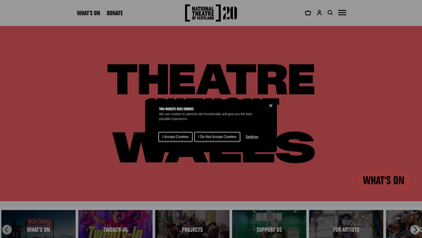 Screenshot of the National Theatre Of Scotland website