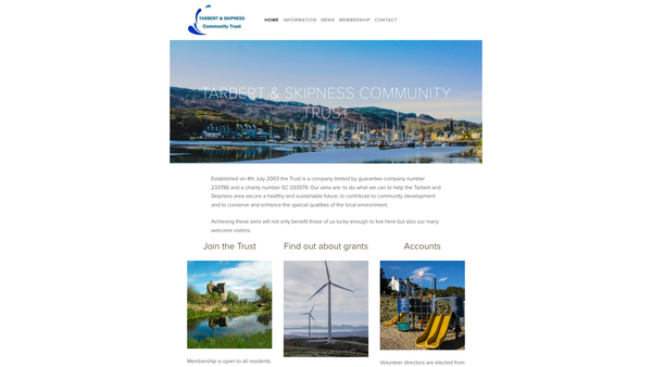 Screenshot of the Tarbert & Skipness Community Trust website