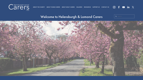 Screenshot of the Helensburgh & Lomond Carers (SCIO) website