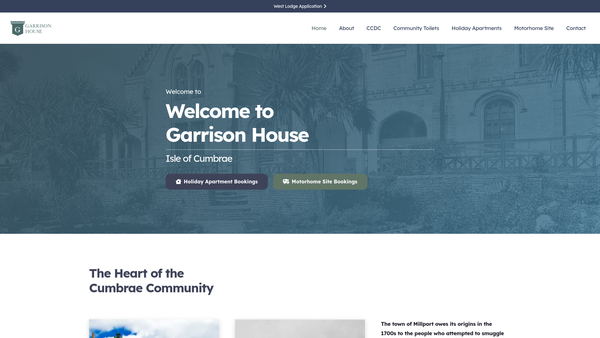 Screenshot of the Cumbrae Community Development Company website