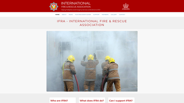 Screenshot of the International Fire & Rescue Association website
