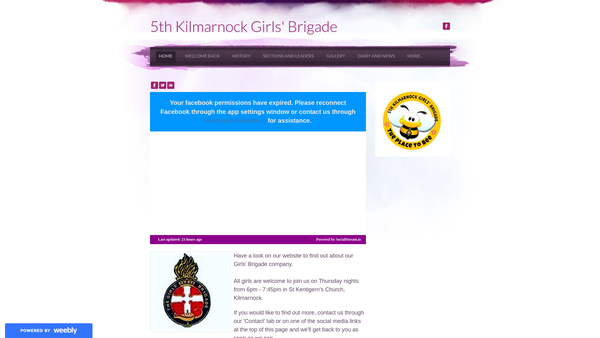 Screenshot of the 5th Kilmarnock Girls Brigade website